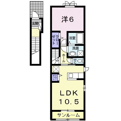 柴田郡柴田町大字船岡のアパートの間取り