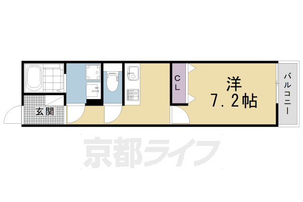 【京都市左京区北白川山田町のアパートの間取り】