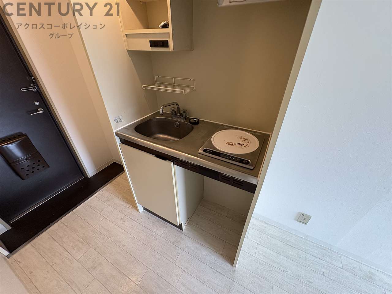 キッチン　1口IHコンロで火を使わず、料理初心者の方にもおすすめです！