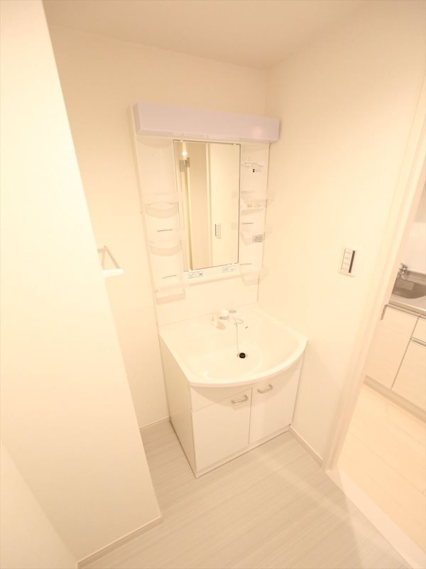 洗面設備　脱衣所　独立洗面台（シャンプードレッサー付）収納スペース有