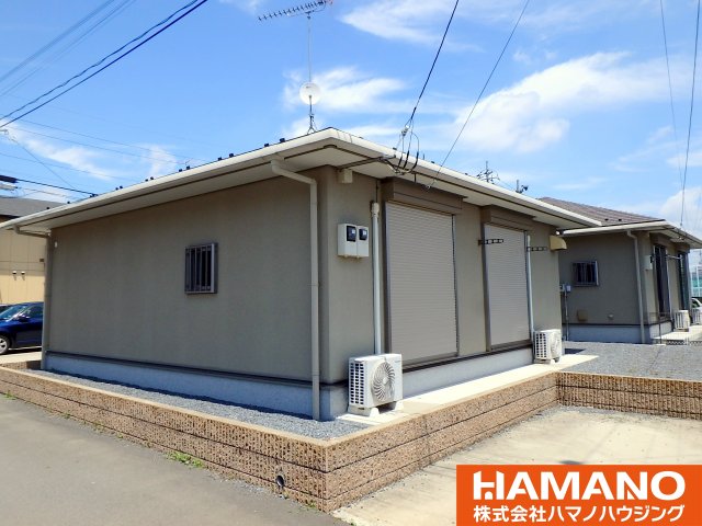 建物外観　ペット相談可能。平屋２LDKです。外はこのようになっています