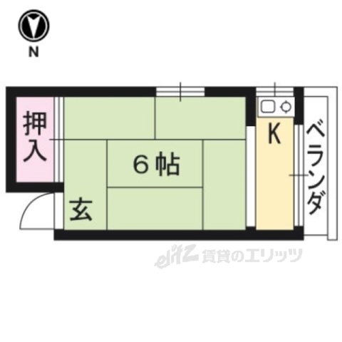 京都市左京区吉田中大路町のアパートの間取り