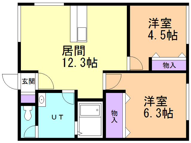 函館市東川町のアパートの間取り