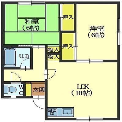 北斗市七重浜のアパートの間取り