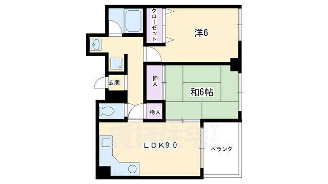 京都市中京区塩屋町のマンションの間取り