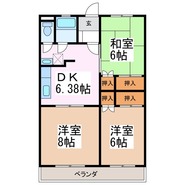 スカイコーポ高宮の間取り