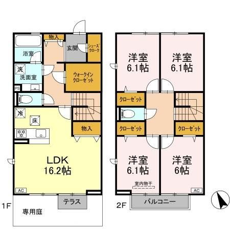 我孫子市南青山のアパートの間取り