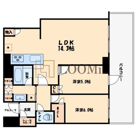 大阪市西区南堀江のマンションの間取り