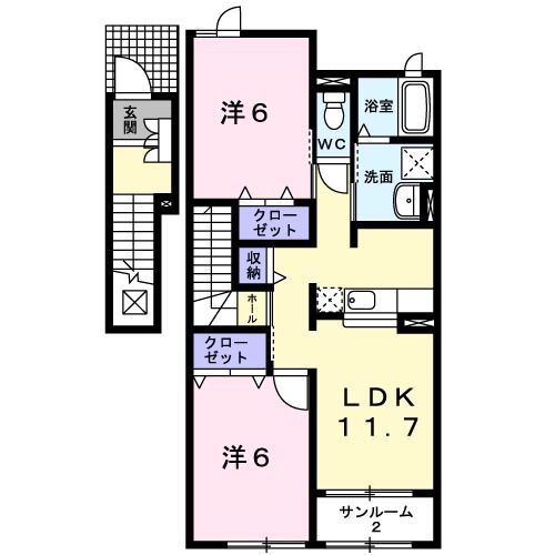 ヴィラ・かたかご　Iの間取り