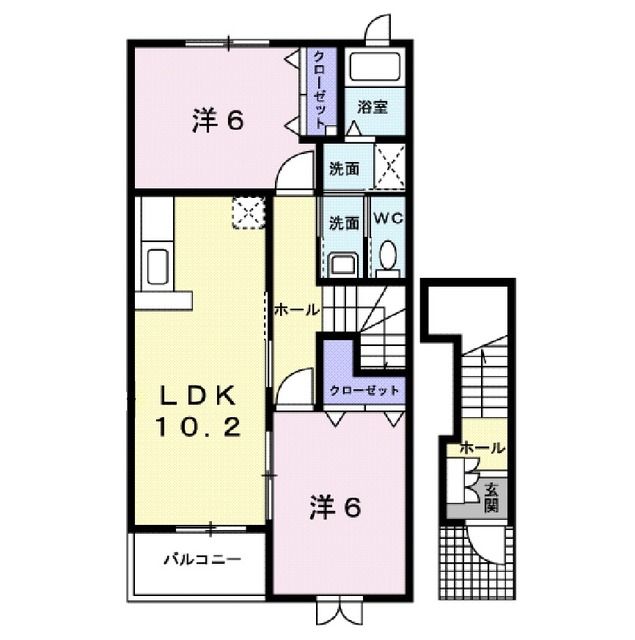 村上市藤沢のアパートの間取り