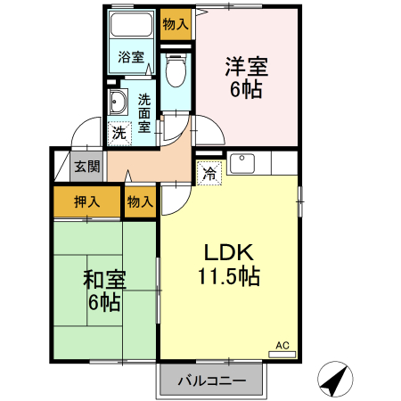 広島市安佐南区伴中央のアパートの間取り