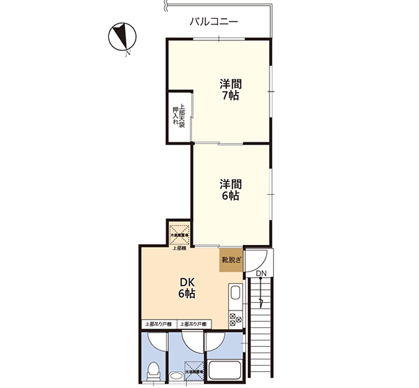 富岡東5丁目21-7 2階住居の間取り