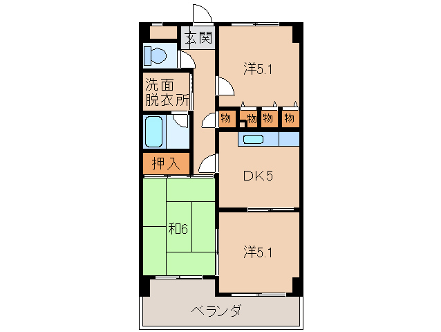 シャルマンフジ岩出弐番館の間取り