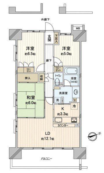 川口市元郷のマンションの間取り