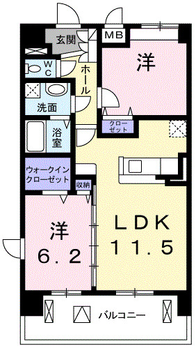 青梅市野上町のマンションの間取り