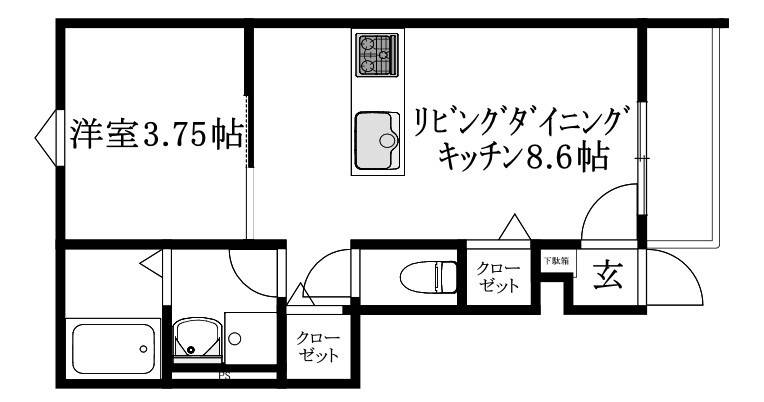 松山市和泉北のアパートの間取り