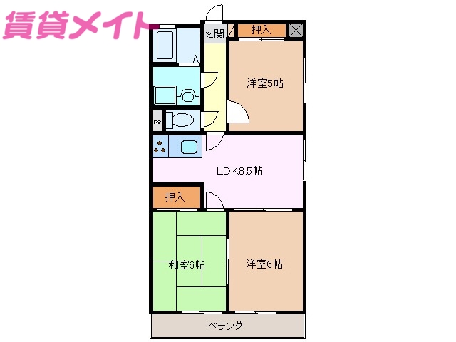 鈴鹿市西条のマンションの間取り