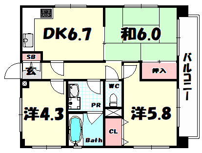 セントラルハイツ三宮東の間取り