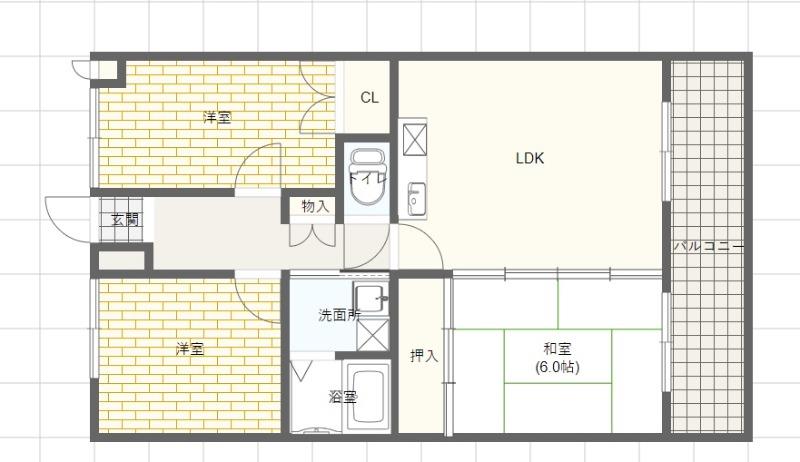 【相生市向陽台のマンションの間取り】