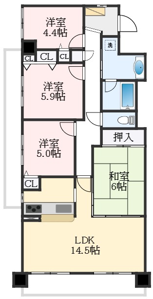 【堺市西区上のマンションの間取り】