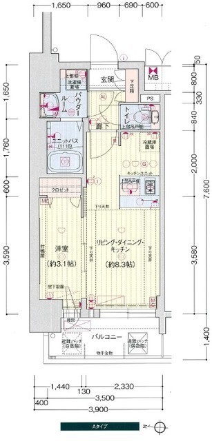 プレサンスＳＡＫＡＥフロントの間取り