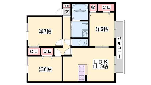 ルミノーゾ網干の間取り