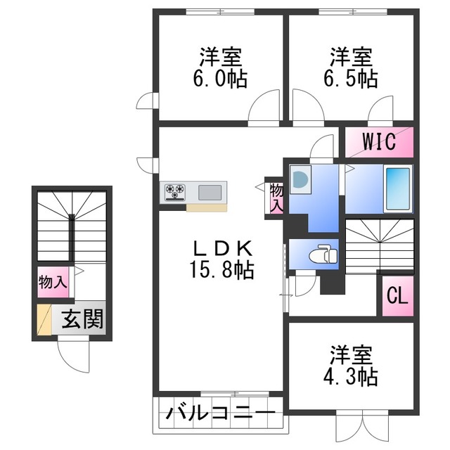 和歌山市内原のアパートの間取り