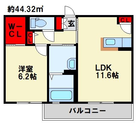 シャーメゾン朽網II　A棟の間取り