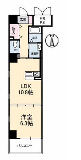 岡山市北区寿町のマンションの間取り