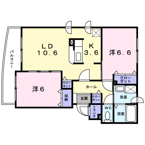 苫小牧市音羽町のマンションの間取り