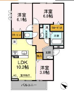 東海市富木島町のアパートの間取り