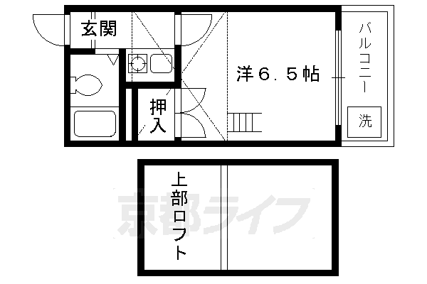 京都市北区紫野南舟岡町のアパートの間取り