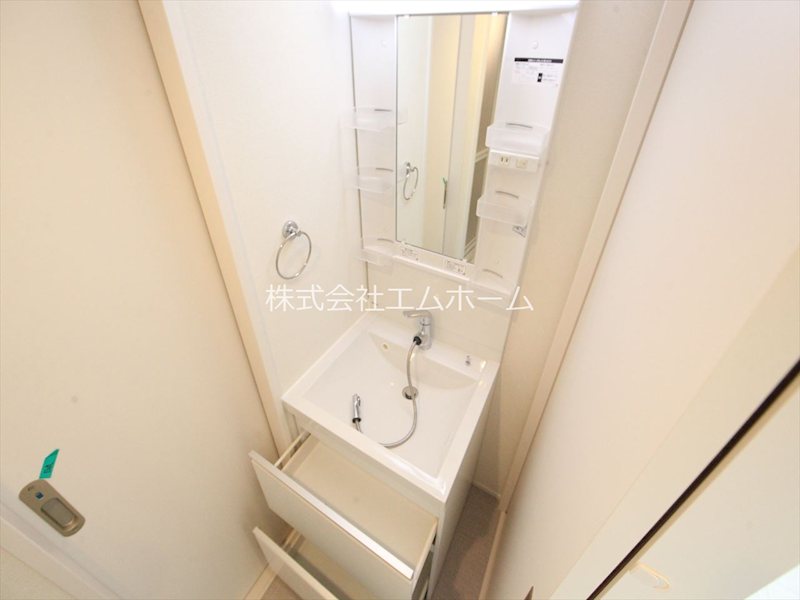 洗面設備　脱衣所　独立洗面台（シャンプードレッサー付）収納スペース有