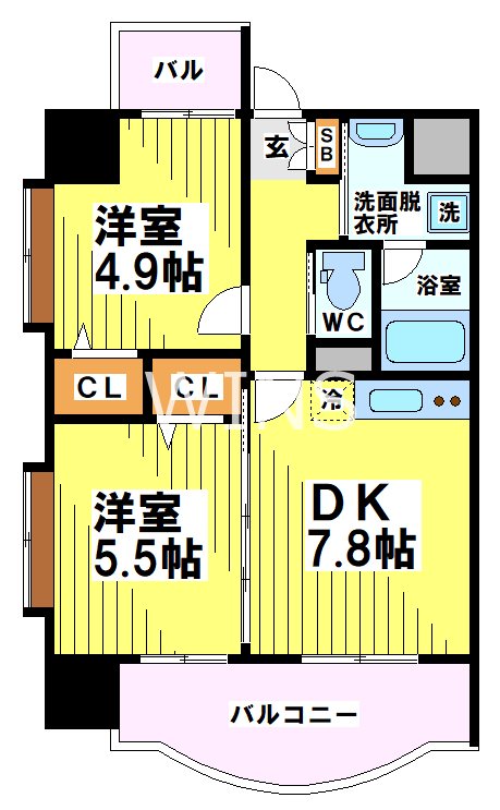 地下鉄箱崎線 貝塚駅 徒歩22分 12階建 築20年の間取り写真