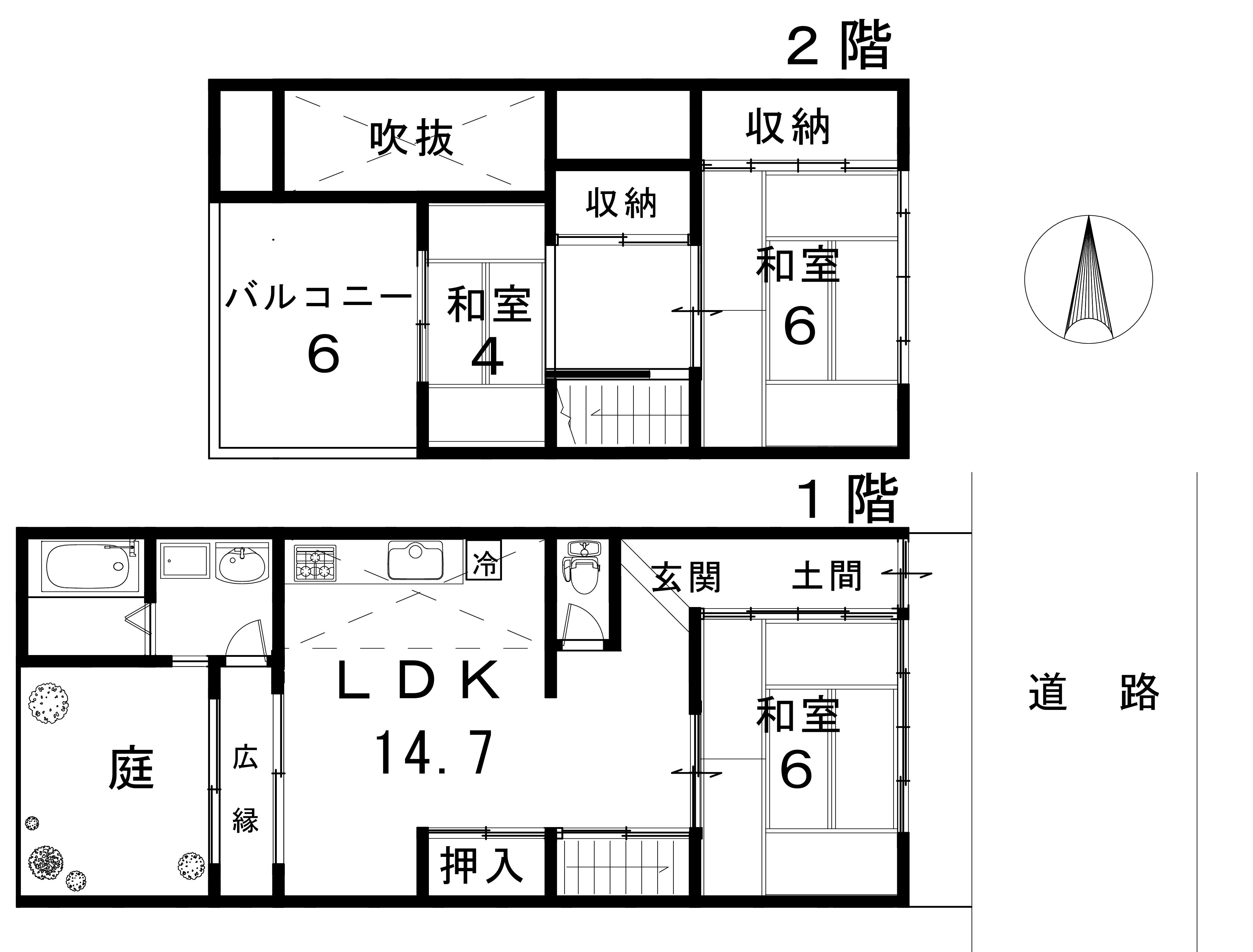 千本鞍馬口 京町家 貸家の間取り写真