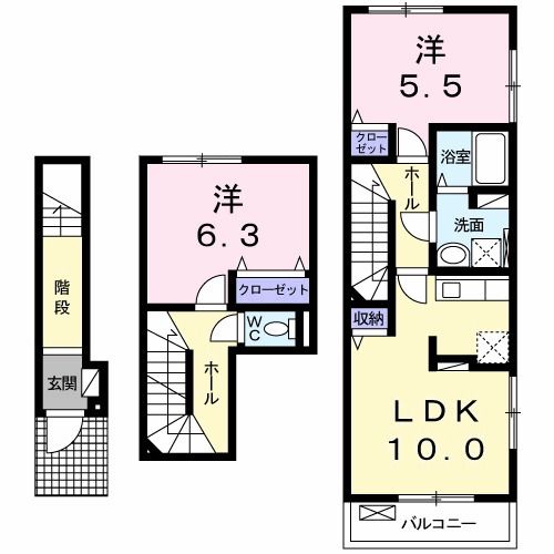 東武伊勢崎線 剛志駅 徒歩35分 3階建 築10年の間取り写真