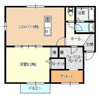 【新潟市西区青山のアパートの間取り】