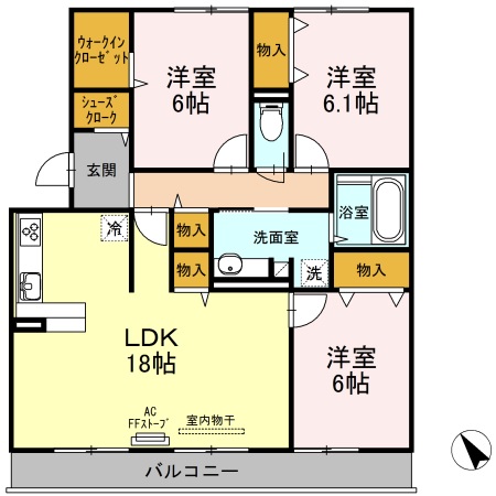 セジュール　ハルAＢ棟の間取り