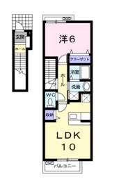 岡山市中区福泊のアパートの間取り