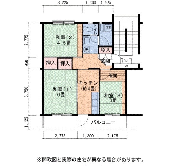 UR泉北庭代台二丁団地16棟の間取り