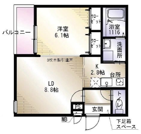 (仮称)フジパレス桜井4丁目Ｂ棟の間取り