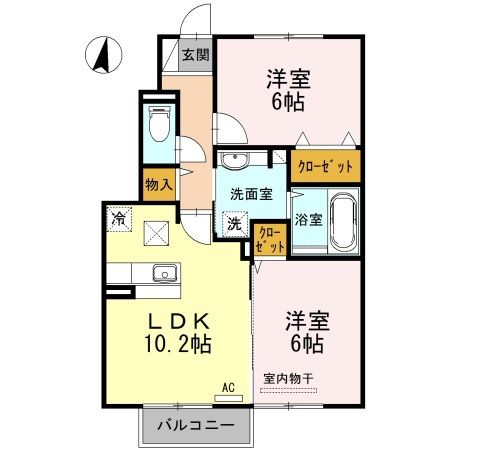 柴田郡柴田町船岡土手内のアパートの間取り