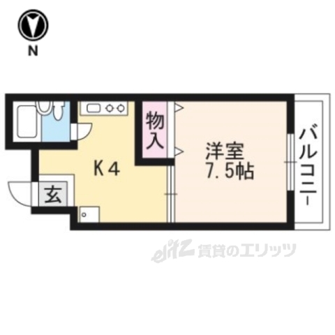 京都市上京区南佐竹町のマンションの間取り