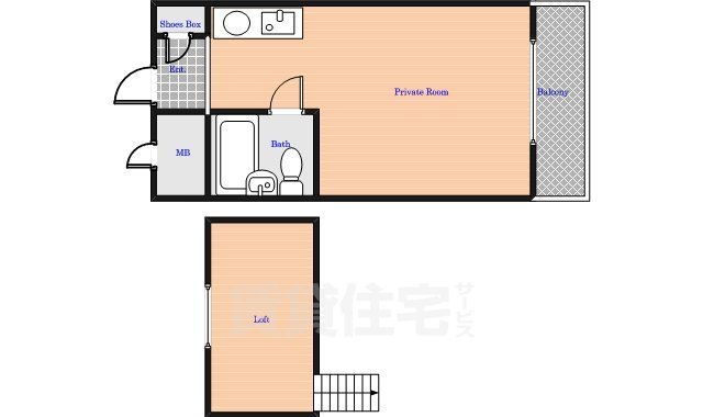 奈良市富雄元町のアパートの間取り