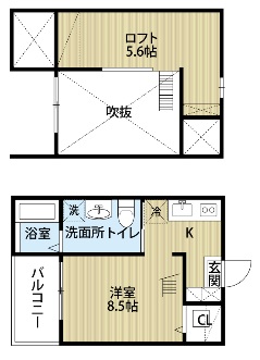 名古屋市千種区汁谷町のアパートの間取り