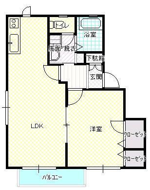 大崎市古川李埣のアパートの間取り