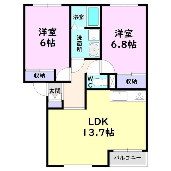 知多郡阿久比町大字白沢のアパートの間取り