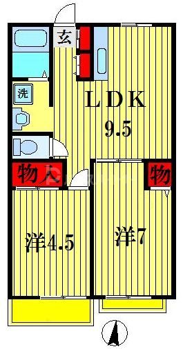 鎌ケ谷市くぬぎ山のアパートの間取り