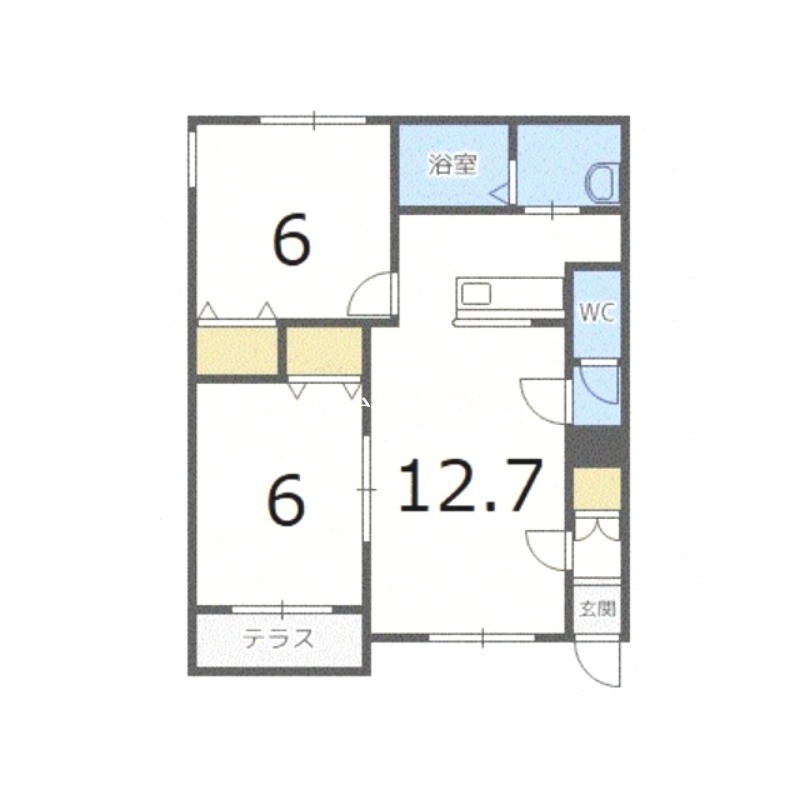 札幌市手稲区新発寒七条のアパートの間取り