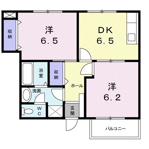 仙台市青葉区愛子東のアパートの間取り